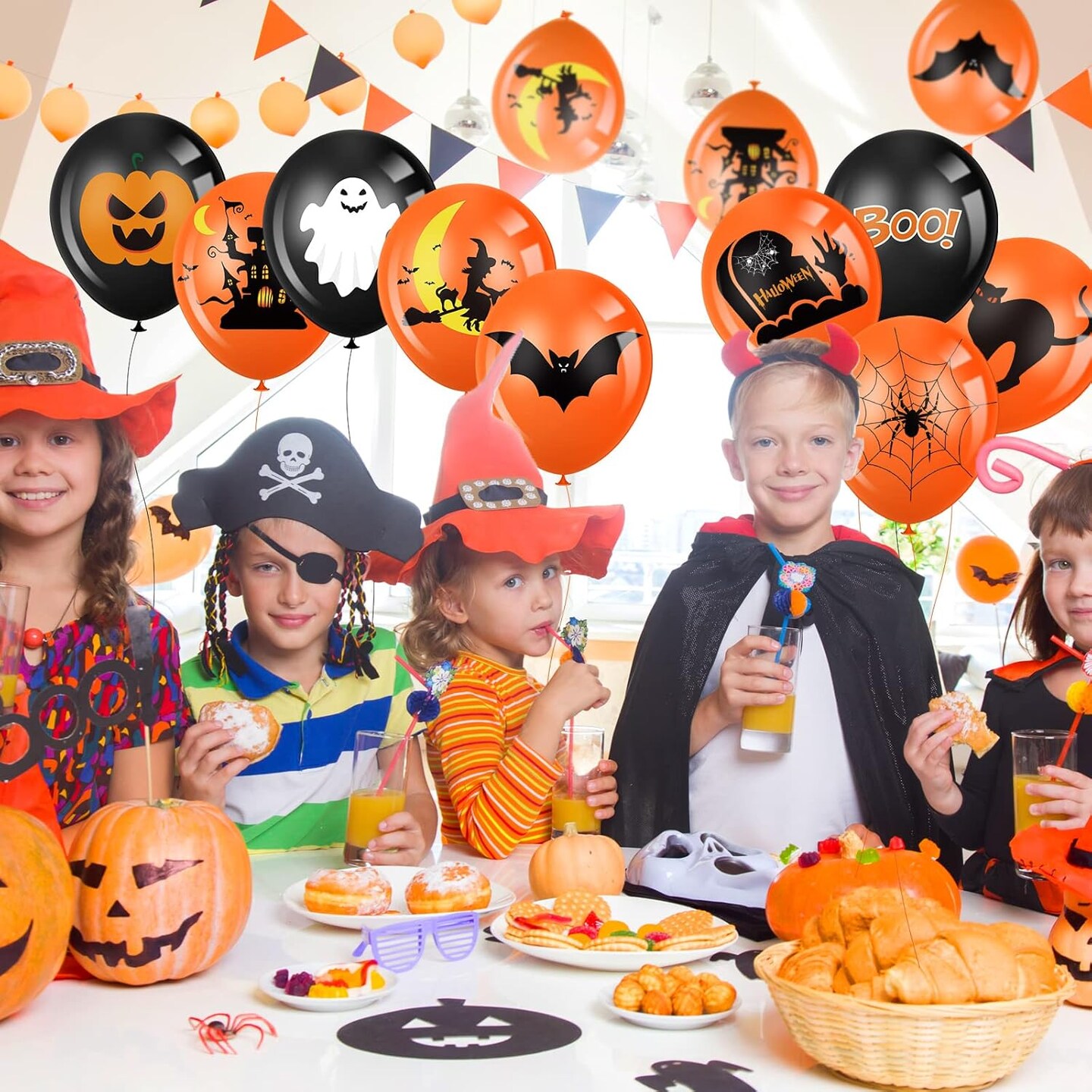 45 Piece Halloween Balloon Decorations(&#x9;Orange,white)