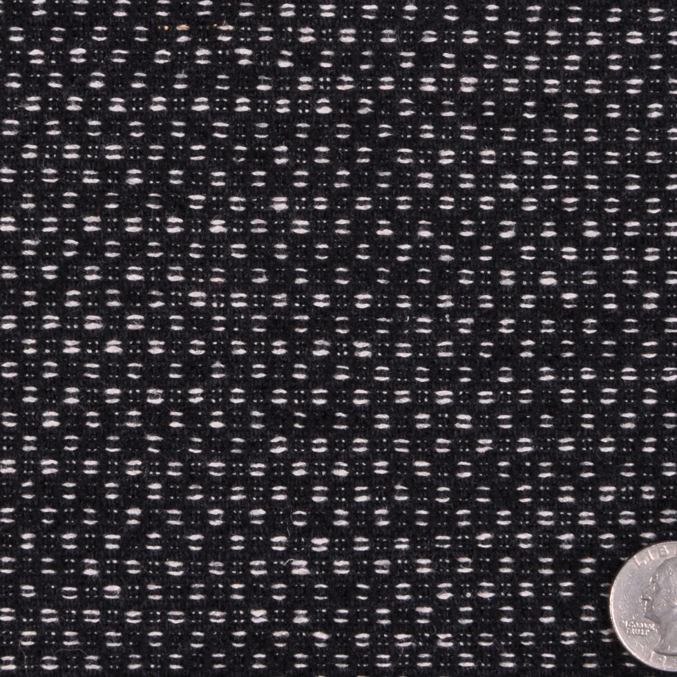 1 Yard Jet Black and Off White Wool Woven Suiting Fabric 58 inch Width
