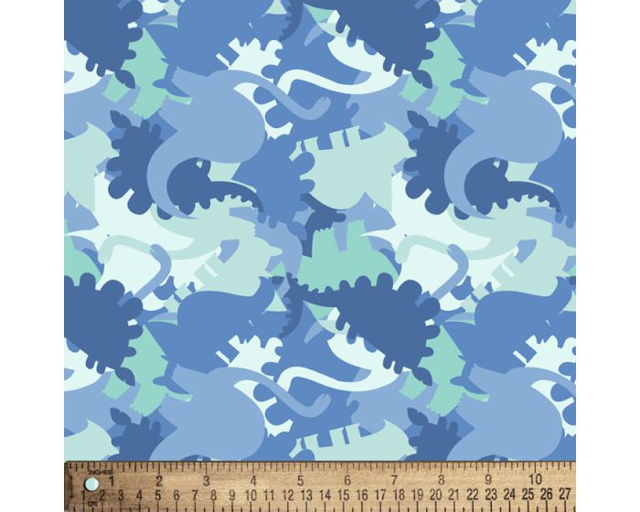 Dinosaurs Blue Flannel Fabric | By The Yard | Sewing and Crafting | 42 inches wide
