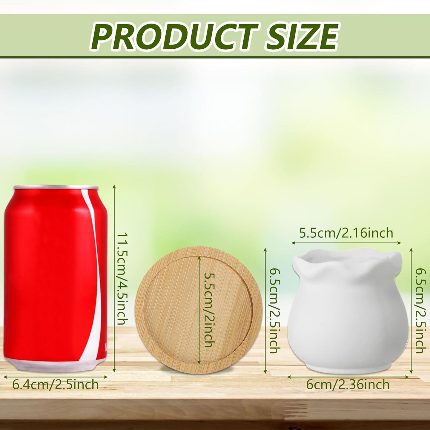 24 Pack 2.5" Mini Ceramic Small Potted Plants – DIY Color Your Own Succulent Pots with Bamboo Tray & Drainage Hole for Cactus, Flowers & Home Decor