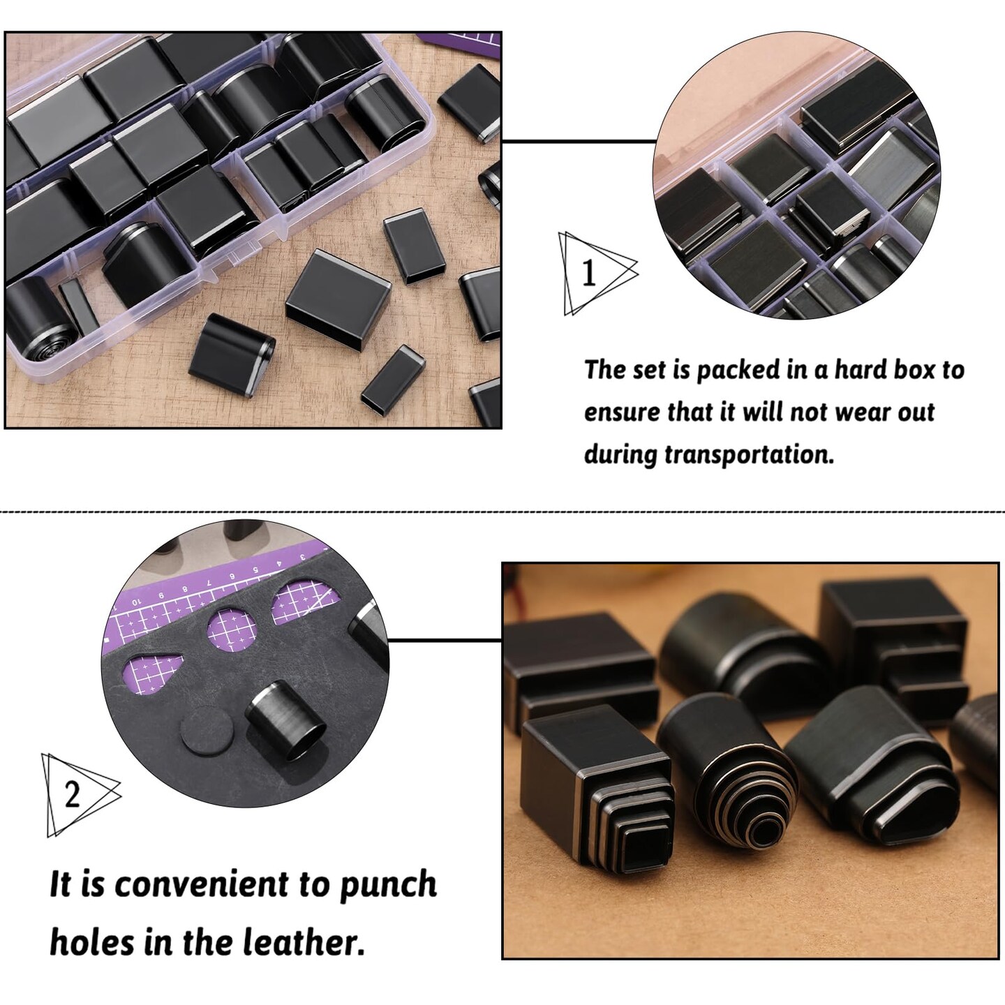 52 Shape Style Leather Hole Punch Tool, Multiple Shapes Leather Cutting Dies, Hollow Punch Cutter Tool for Belts, Punch Tool Set Hole Punch Cutter for Handmade DIY Crafts