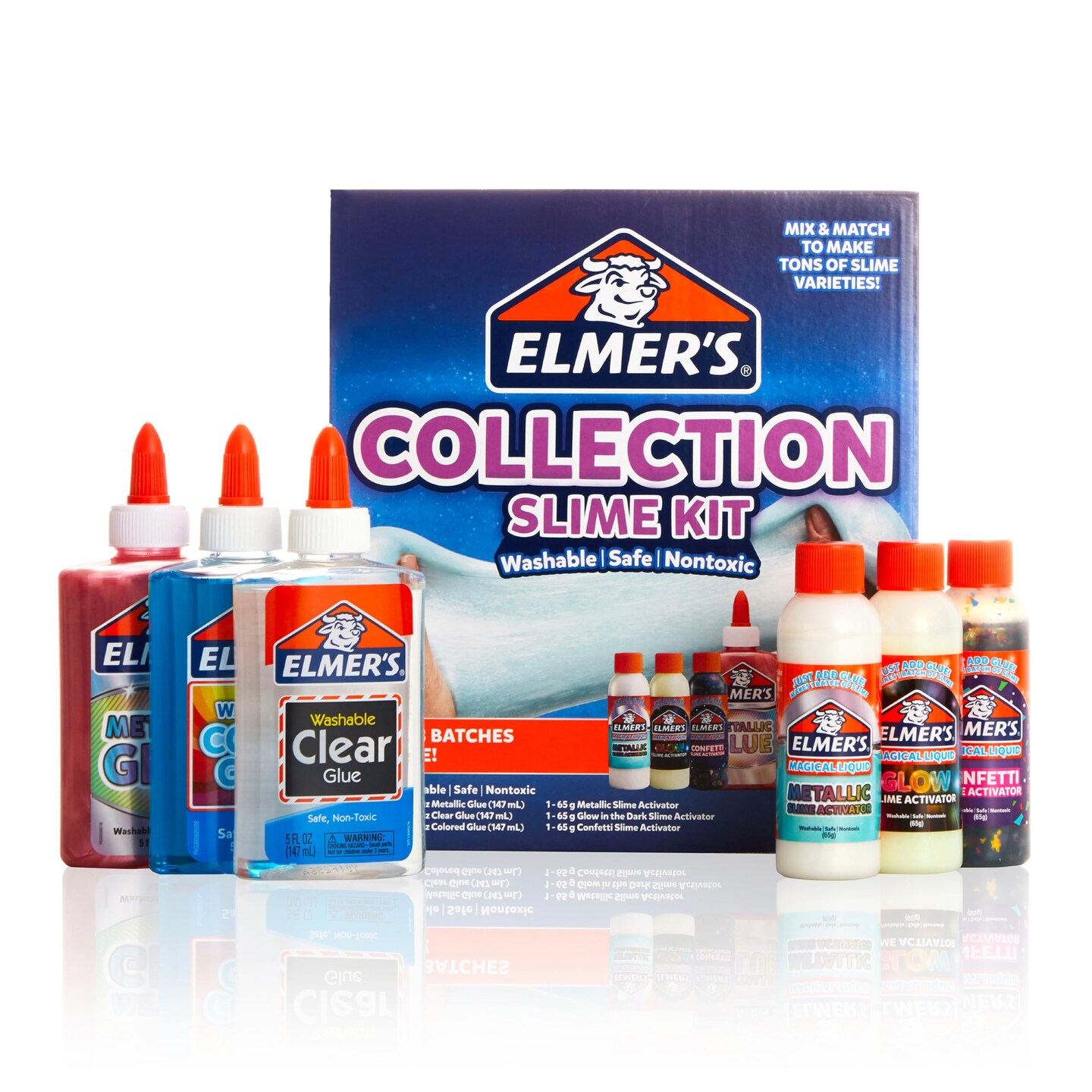 Collection Slime Kit | Supplies Include Glow In The Dark Magical Liquid Slime Activator Metallic Magical Liquid Confetti Translucent Glue Metallic Glue Clear 6 Count