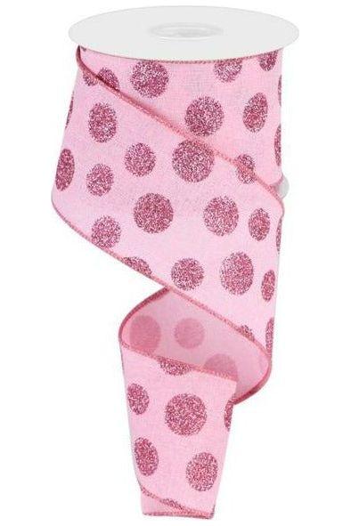 2.5&#x22; Glitter Polka Dot Ribbon: Light Pink (10 Yards)