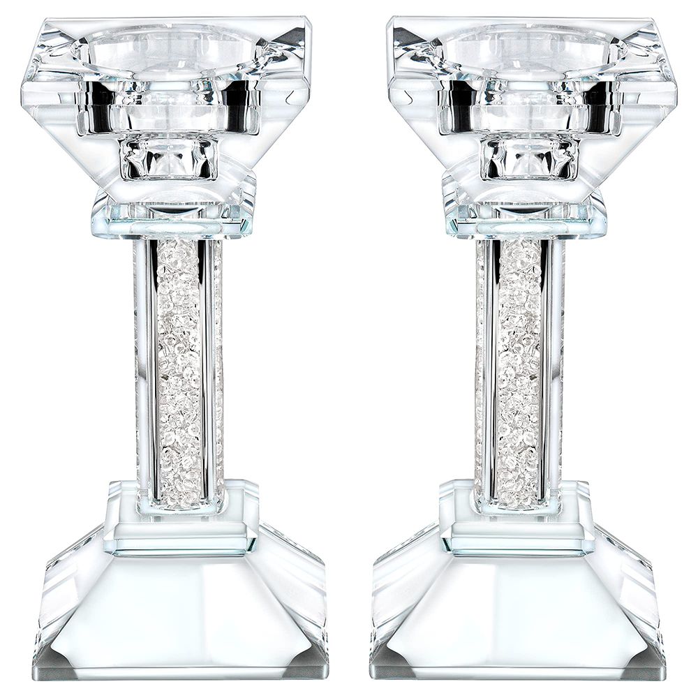 Crystal Candlesticks with Crushed Gemstones