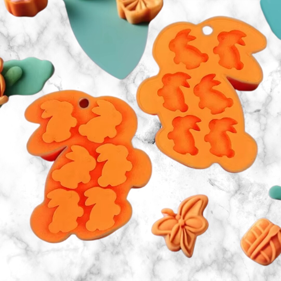 Easter Bunny Cute 3D Rabbit Bunny Silicone DIY Mold Mould Soap Cube Tray 6 Cavity