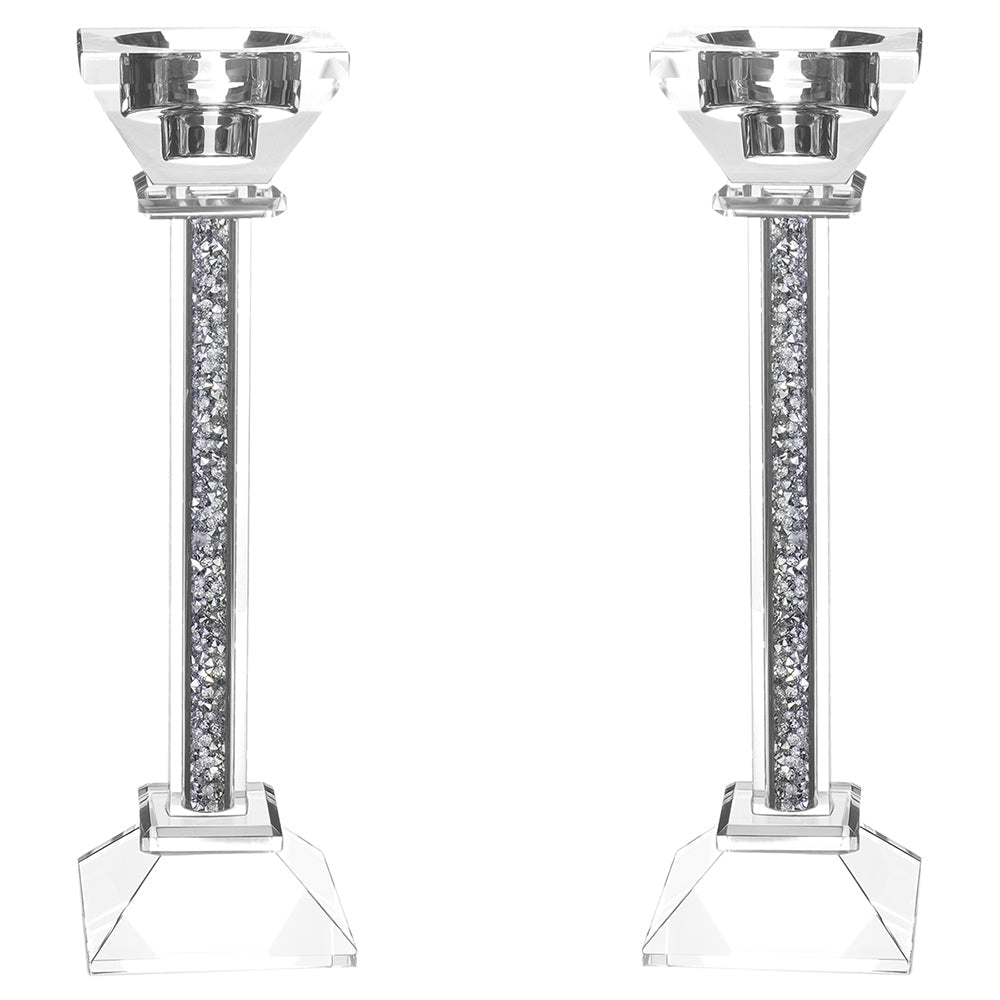 Crystal Candlesticks with Crushed Gemstones