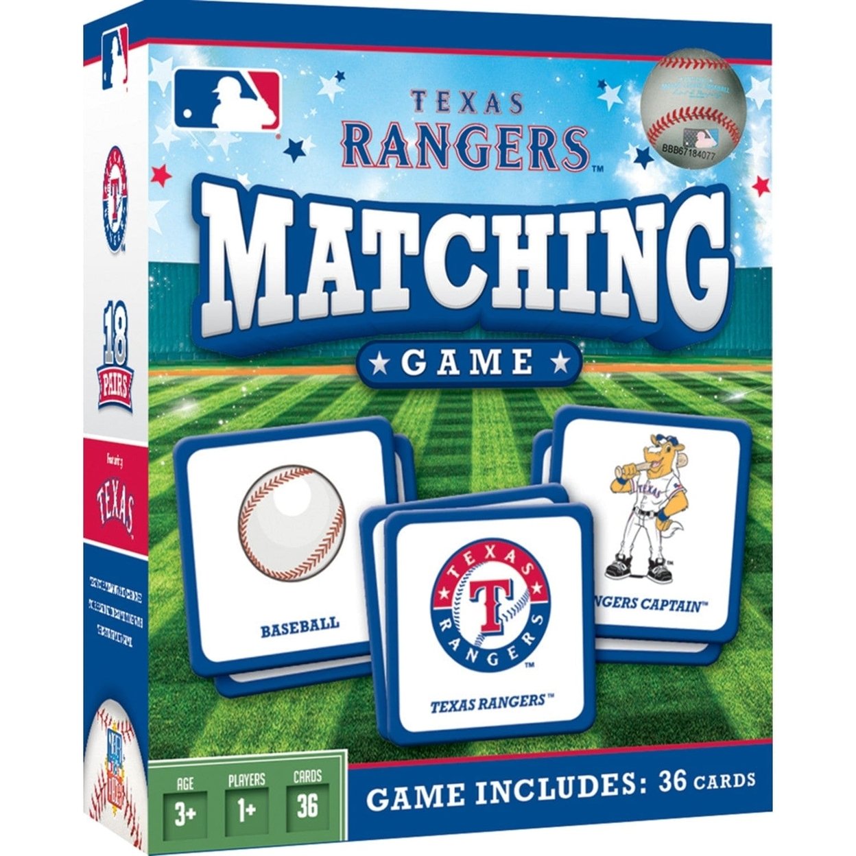 Texas Rangers Mlb Matching Game Family Fun Card Game 18 Unique Pairs