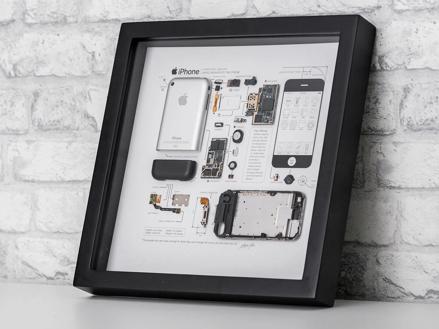 Framed iPhone 2G Disassembled Phone Teardown iphone Wall Art Gifts