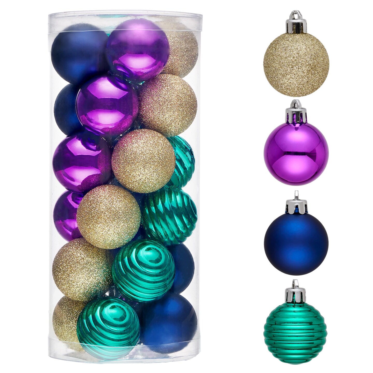 Valery Madelyn Christmas Tree Decorations Ornament Set for Fall Halloween Decor  24ct Peacock Purple Blue Shatterproof Christmas Ball Ornaments Bulk  1.57 Inches Hanging Decor for Xmas Holiday Party