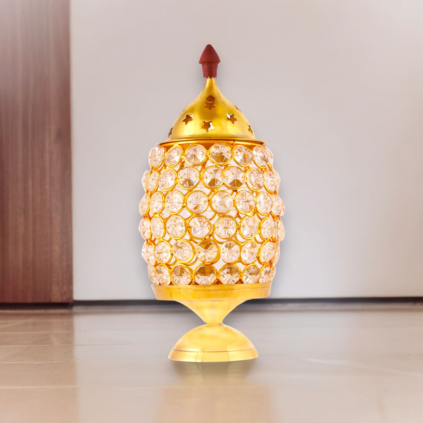 Crystal Jyoti Diya Lamp Akhand Oil Lamp Decorative Diwali Diyas for Puja Kuthu Vilakku Home Temple Decor Deepam Deepawali Decoration Lantern Tea Light Holder Housewarming Return Gift