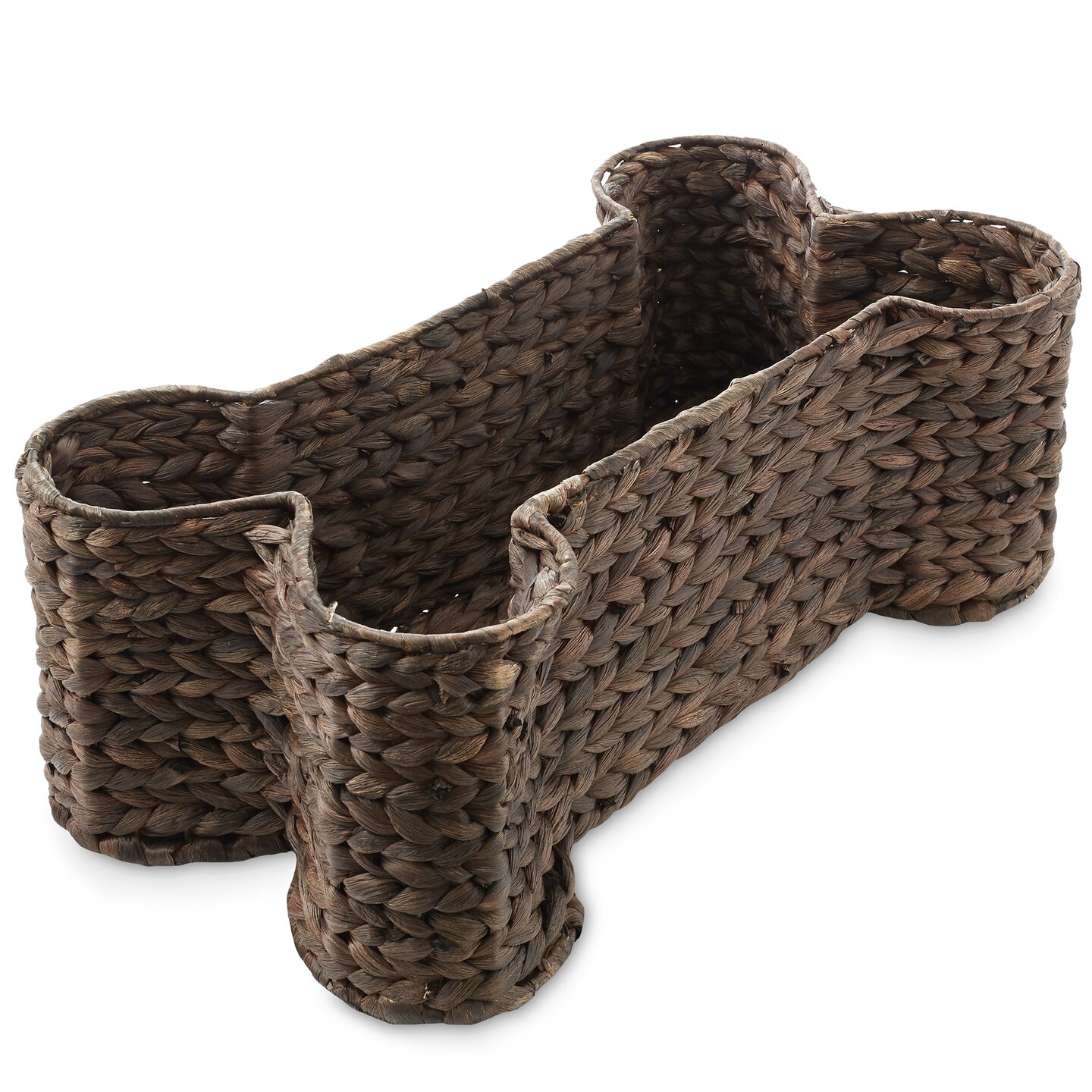 Casafield Dog Bone Shaped Storage Basket, Large Woven Water Hyacinth Pet Toy Organizer Bin