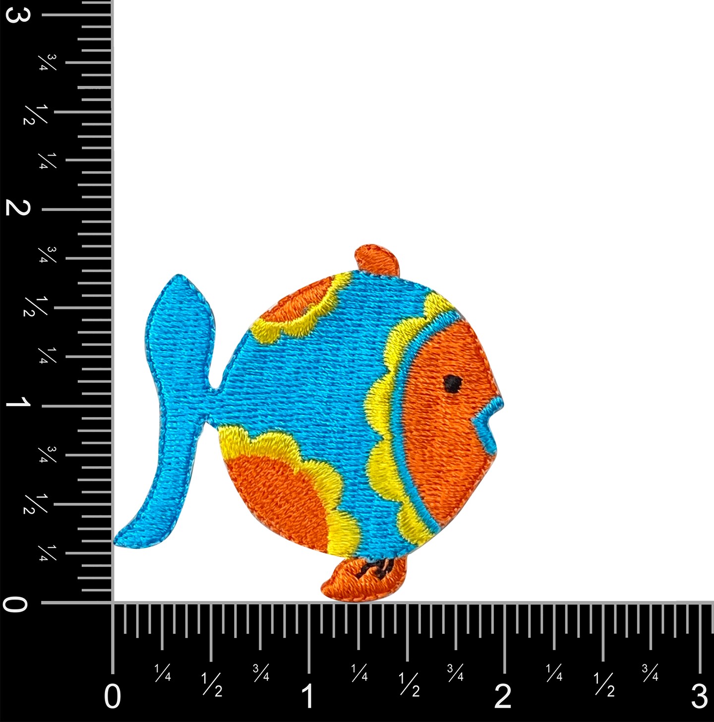 Fish, Blue, Orange & Yellow, Colorful, Children's, Embroidered, Iron on Patch