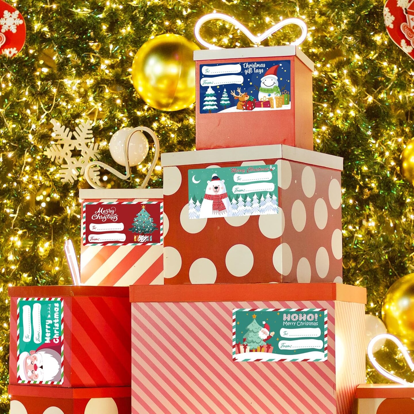 Christmas Gift Tags - Gift Tags for Christmas Presents - Christmas Gifts for Women Men Kids - Christmas Wrapping Paper - Christmas Decorations - Christmas Gift Bags (2.95 x 1.6 Inch)