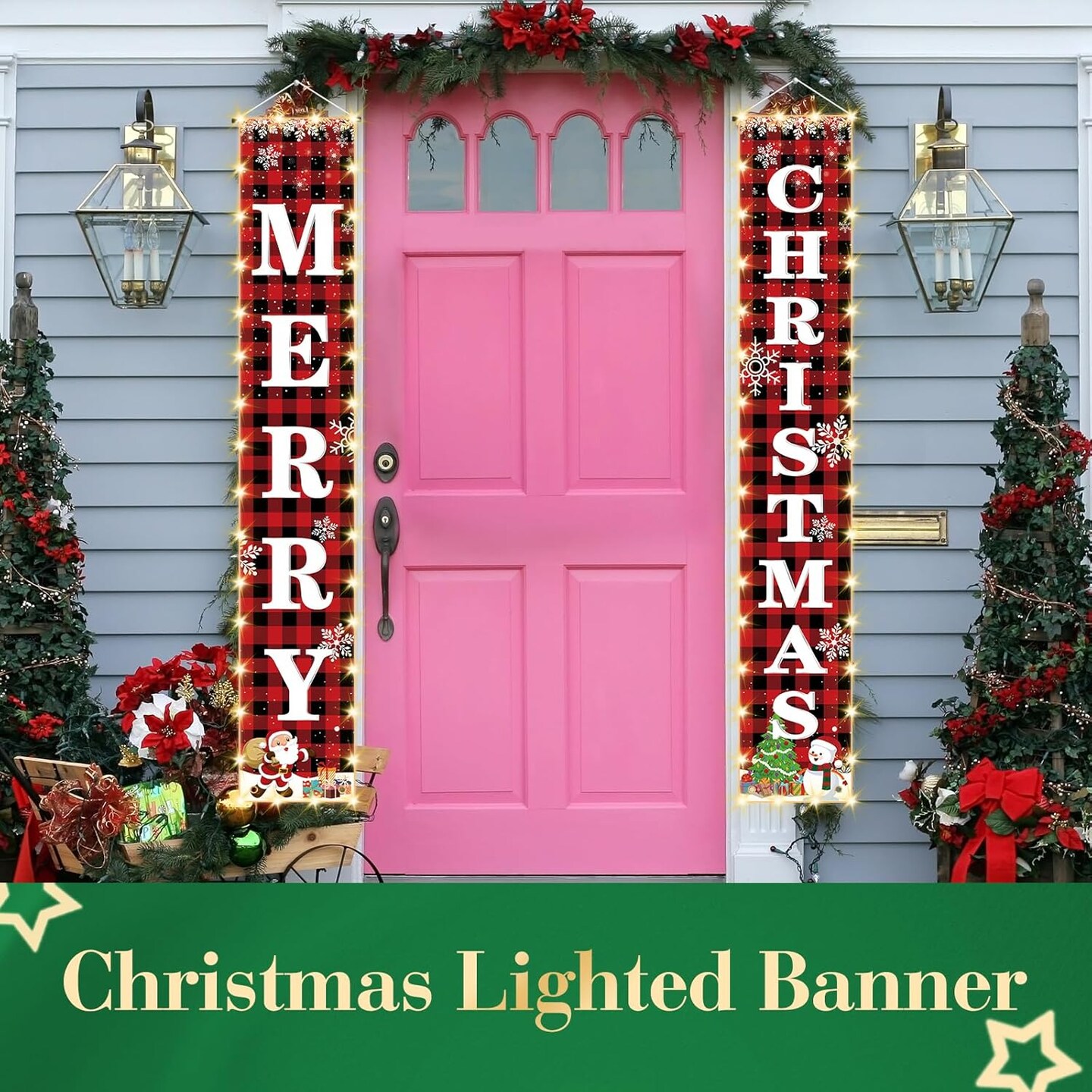 Christmas Lighted Banner for Doorway Porch Yard