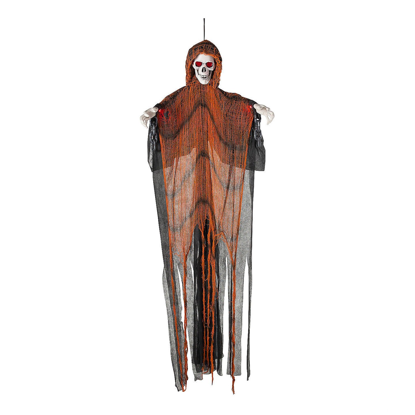 Light Up Hanging Skeletal Reaper 6 Ft Orange Robes