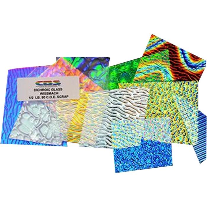 1lb. CBS Dichroic Glass Assorted Jewelry Pack Standard Clear 90 COE