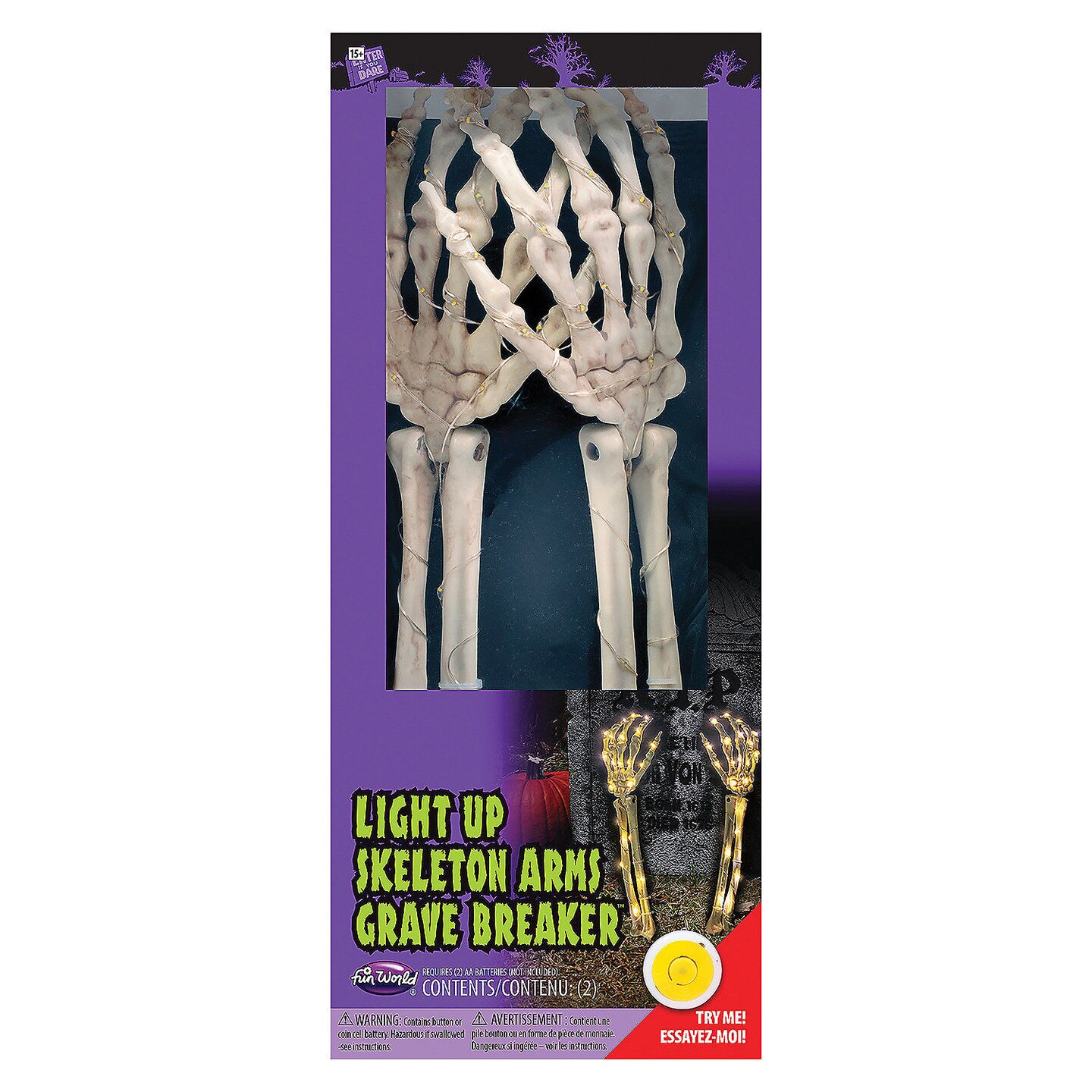 Skeleton Arms Light Up Yard Decor 15&#x22; LED Halloween Lawn Stakes