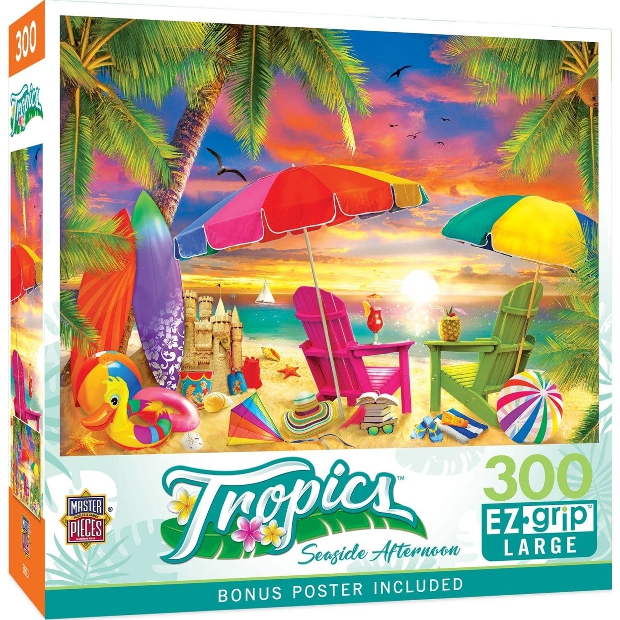 Masterpieces 300 Piece Ez Grip Jigsaw Puzzle Tropics Seaside Afternoon 18X24