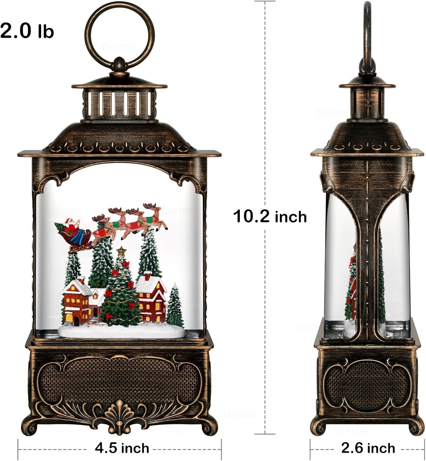 Village Snow Globe Christmas Snow Globe Lantern, Lighted Musical ...