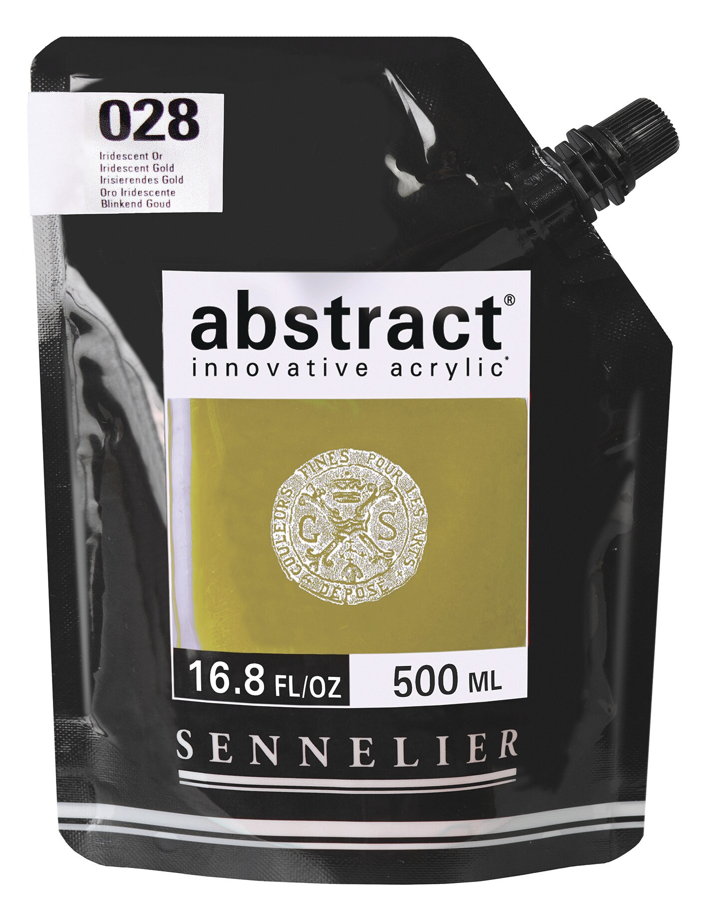 Sennelier Abstract Acrylics, Satin, 500ml, Iridescent Gold