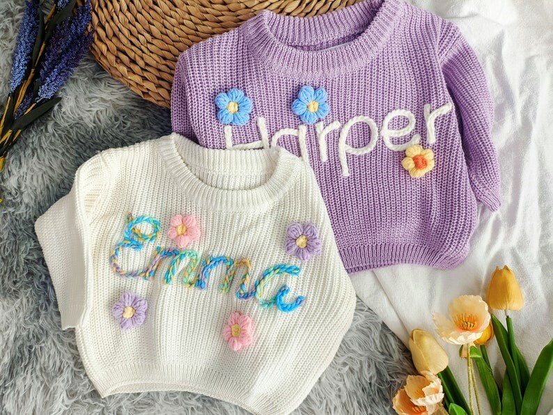 Keepsake Name Sweater high quality - Made in WA - Child - Toddler - One Year Old - Baby Shower Gift - Handmade - Custom - Made to Order - Knit