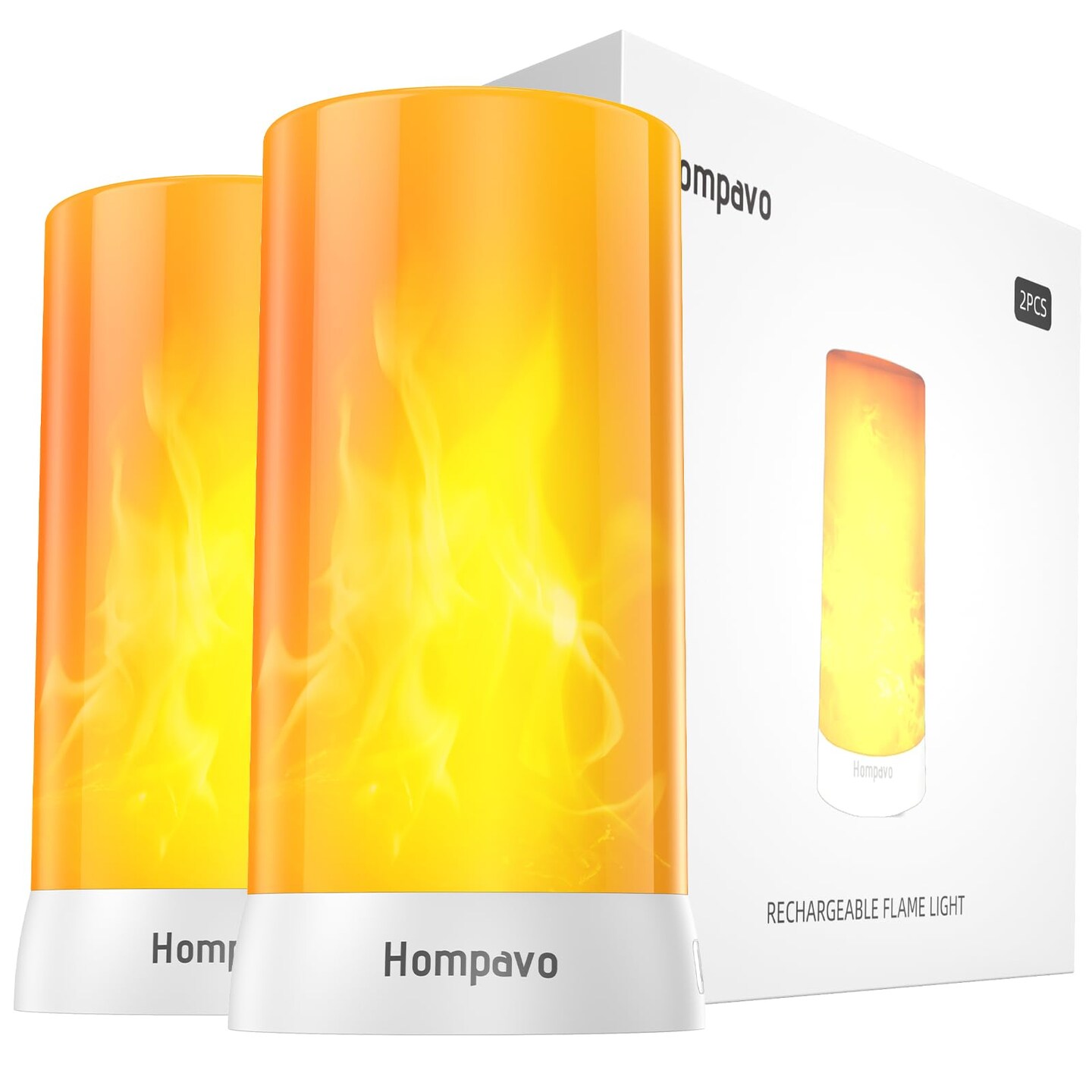 Hompavo ?Upgraded? LED Flame Lights 4Mode Rechargeable Battery