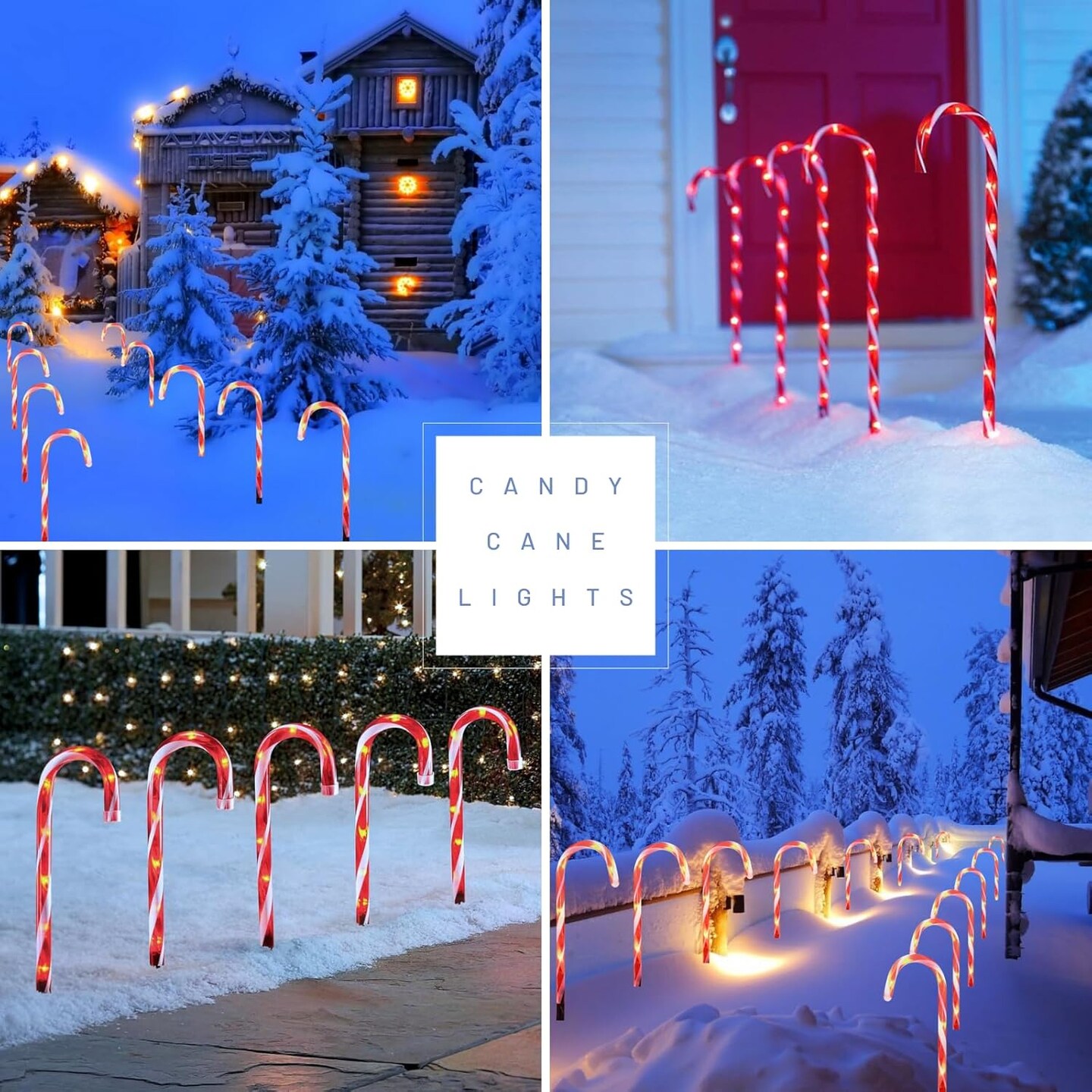 24-Pack Upgraded Solar Christmas Candy Cane Lights, Solar Pathway Lights Waterproof, Christmas Decorations Outdoor with 8 Modes for Party Patio Garden Lawn Yard Decor