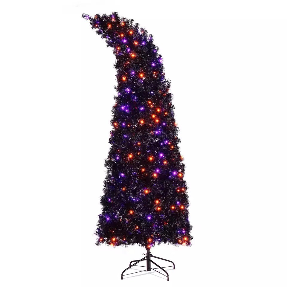 7Ft Pre-lit Bendable Artificial Christmas Tree Bent Top with 400 LED Lights