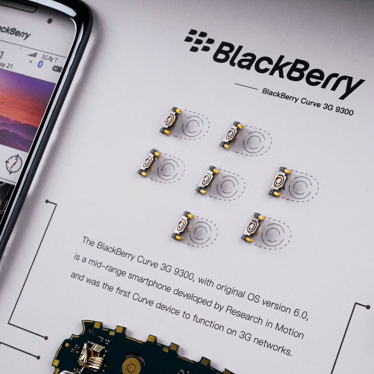 Frame Blackberry Curve 9300 Disassembled Phone Teardown Artwork