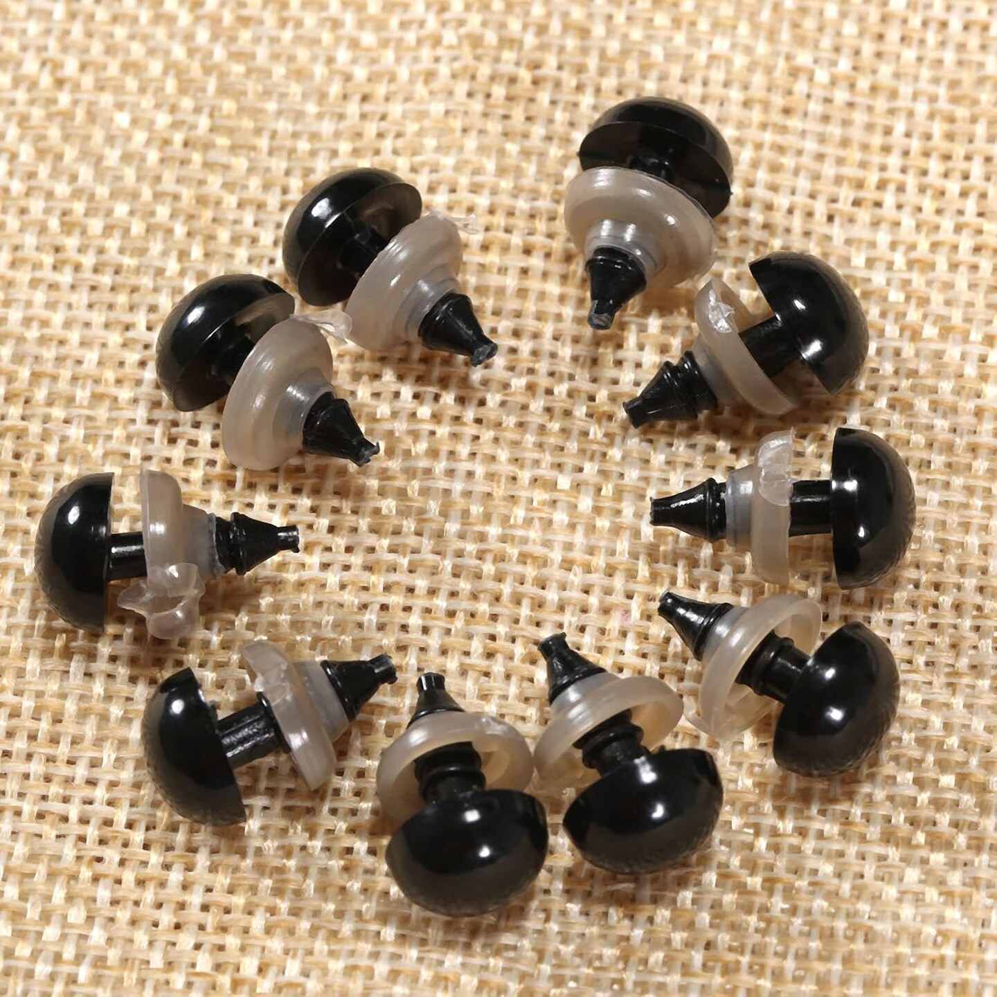 60pcs Black Plastic Safety Eyes with Washers – 10mm Craft Eyes for Crochet, Amigurumi, Plush Toys, Dolls & DIY Projects