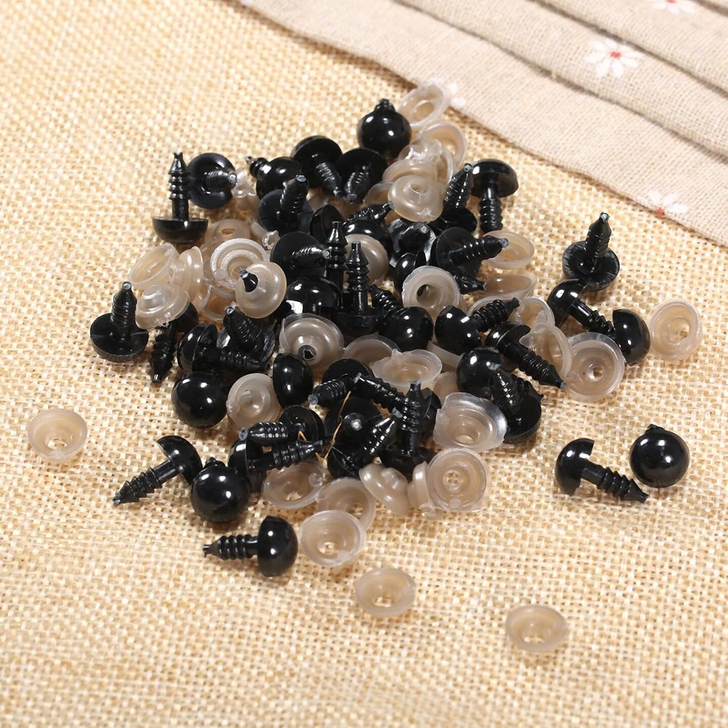 60pcs Black Plastic Safety Eyes with Washers – 10mm Craft Eyes for Crochet, Amigurumi, Plush Toys, Dolls & DIY Projects