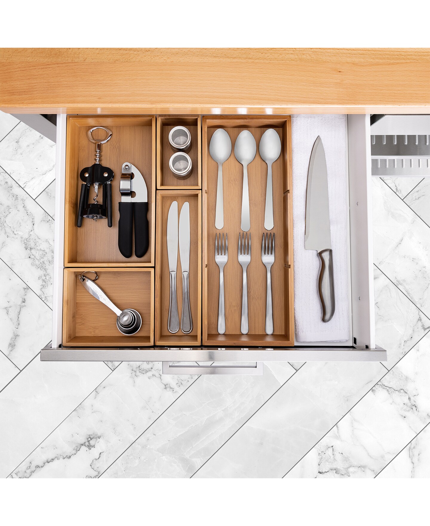 Seville Classics 5-Piece Bamboo Storage Set