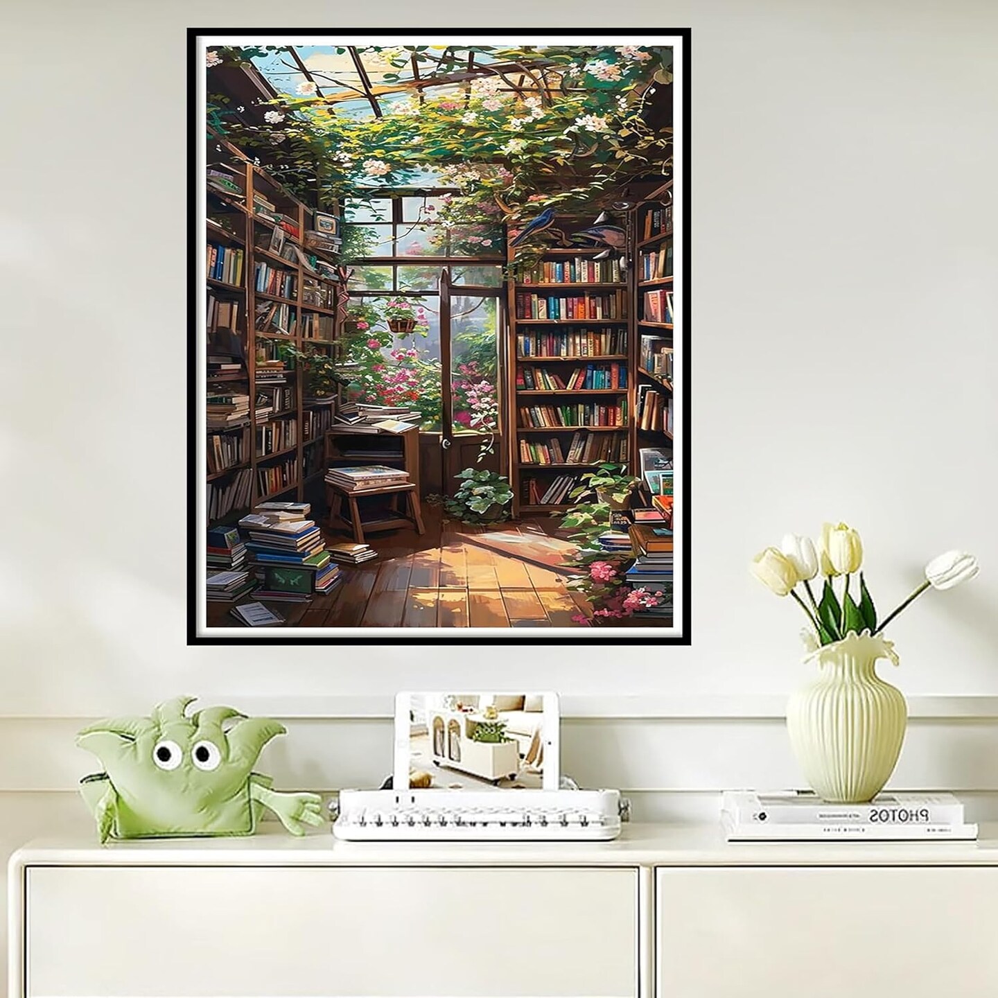 Bookshelf Paint by Number Adults-Paint by Number Canvas 16x20inch(with Gifts Box)