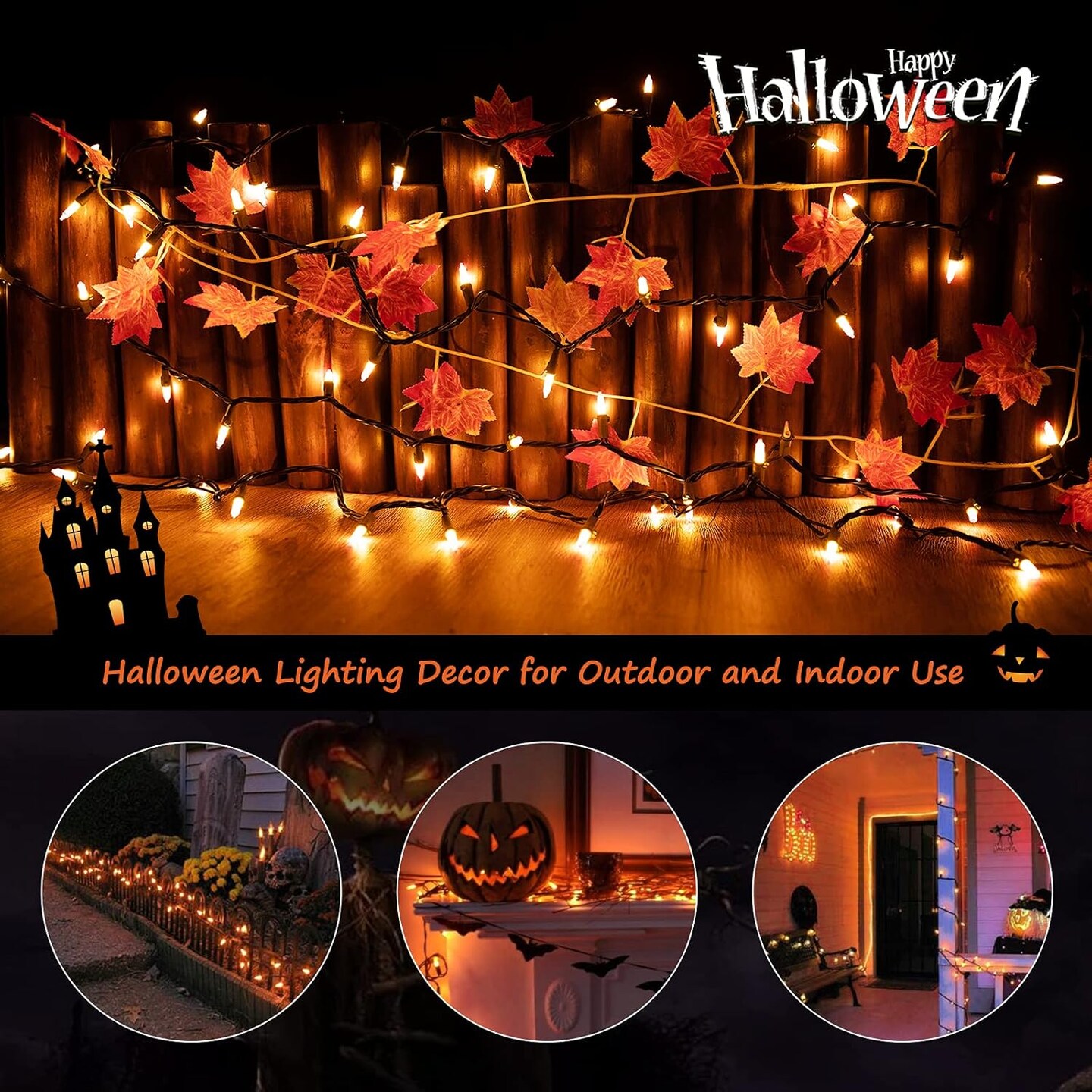 Candy Corn Halloween String Lights - Yellow &#x26; Orange
