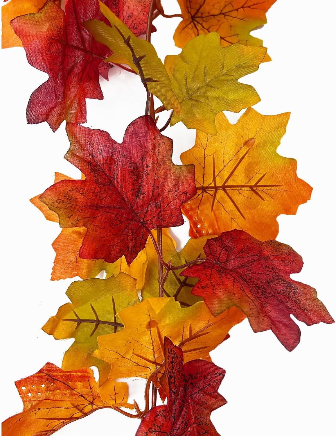 2-Pack Fall Garland – 13.12 Ft Artificial Maple Leaf Garland for Thanksgiving, Autumn Weddings, Home, Fireplace, and Party Decorations