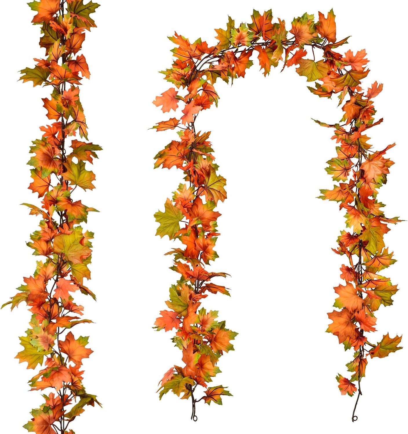 2 Pack Fall Maple Leaf Garland, 6.5Ft/Piece Hanging Vine Artificial