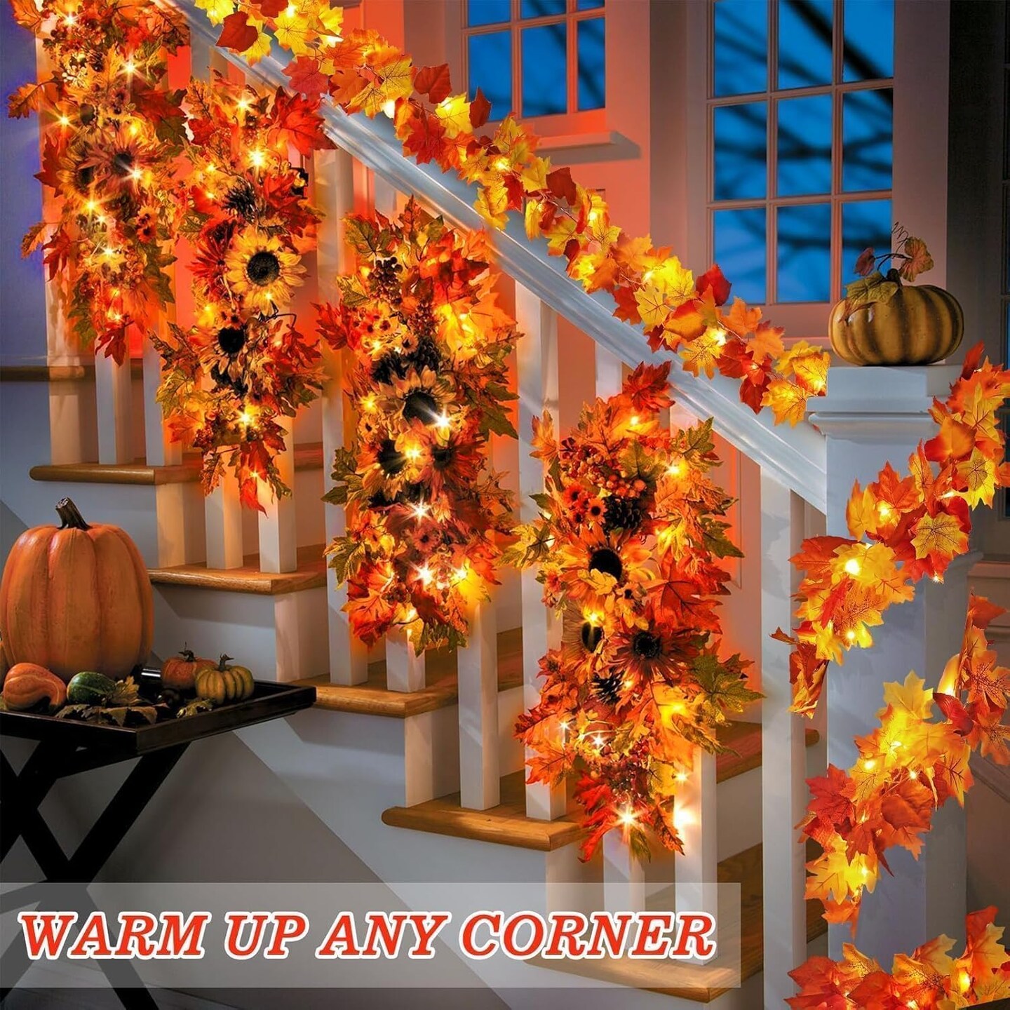 4 Pack Fall Decor Garland - Fall Thanksgiving Decorations for Home - 23.6Ft Maple Leaves