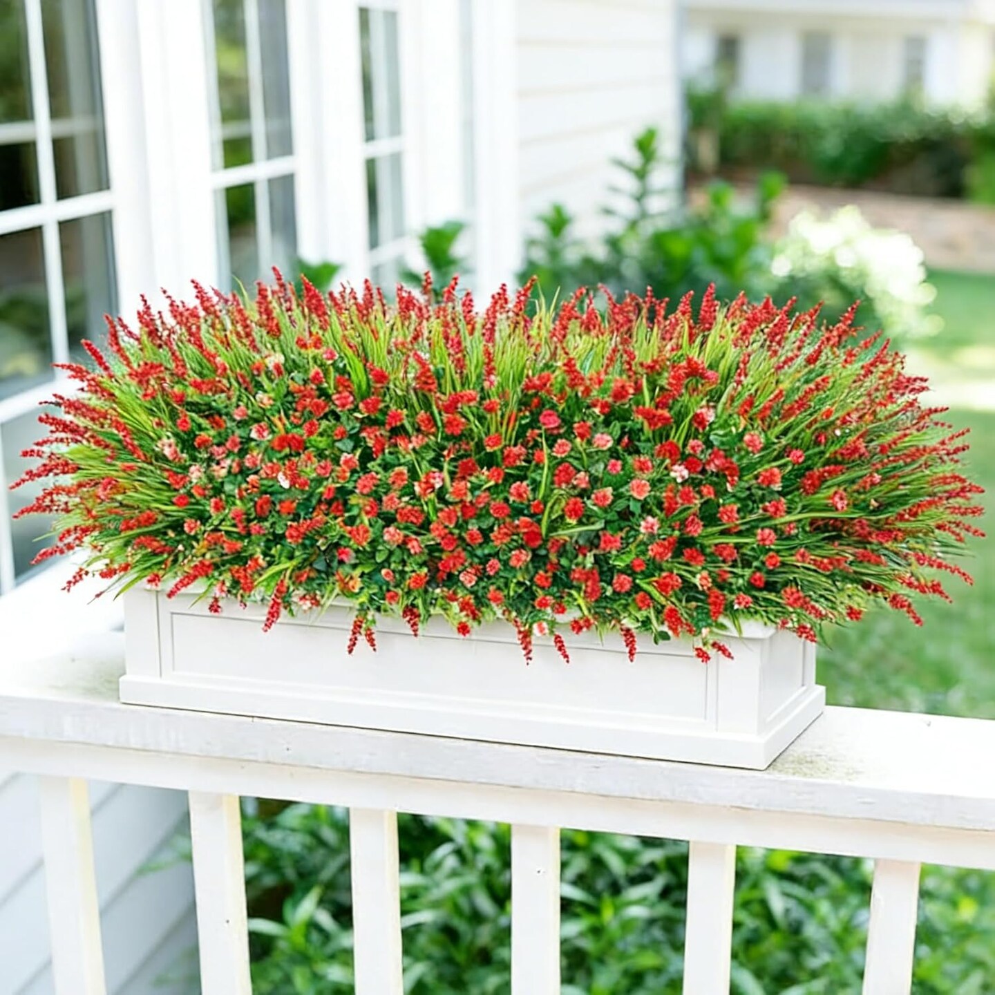 Artificial Outdoor Flowers 20 Bundles UV Resistant Red Monkey Grass Faux Plants