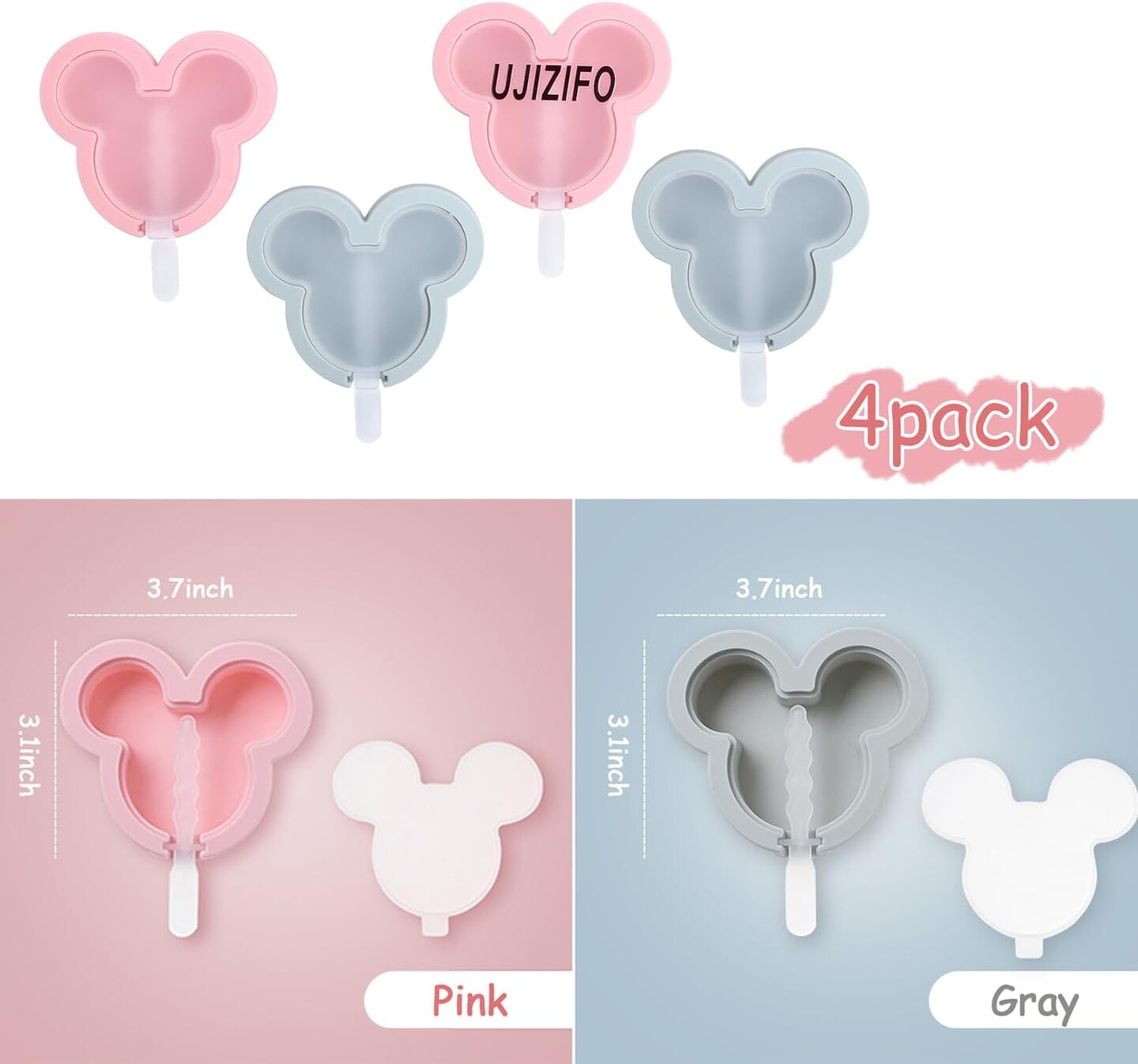 Reusable Silicone Popsicle Molds – Cute Cartoon Ice Pop Molds with Lids and Sticks, BPA-Free, Easy Release, Perfect for Kids and Cake Pops