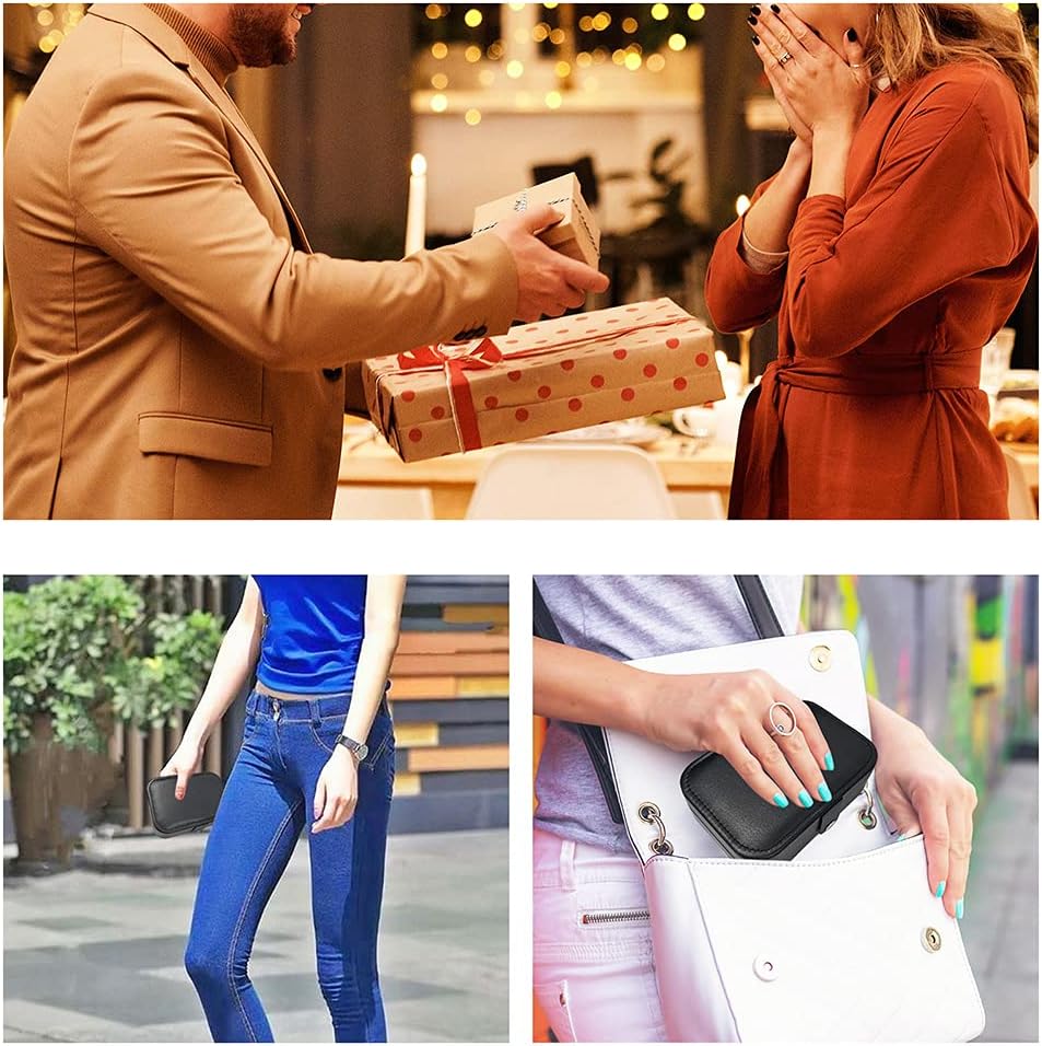 Travel Jewelry Box for Women & Girls – PU Leather Mini Jewelry Organizer Case for Rings, Earrings, Necklaces, Bracelets, Portable Double-Layer Travel Storage