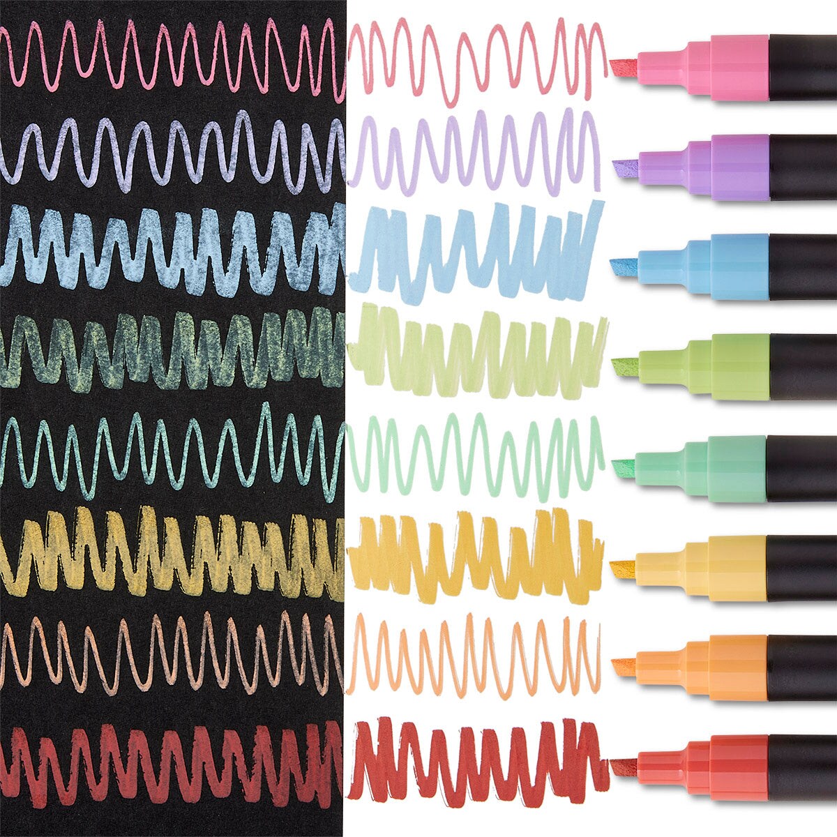 KINGART&#xAE; Liquid Chalk Markers, Pastel Colors, Round &#x26; Chisel Tip, Set of 8