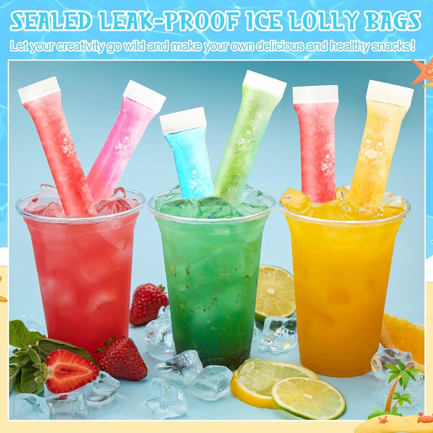 400 Piece Ice Mold Bags with Zip Seal Disposable Yogurt Tubes 2 Sizes with 2 Funnels 10 Reusable Ice Pop Sleeves for DIY Healthy Snacks, Juice, Yogurt Sticks, Fruit Smoothies