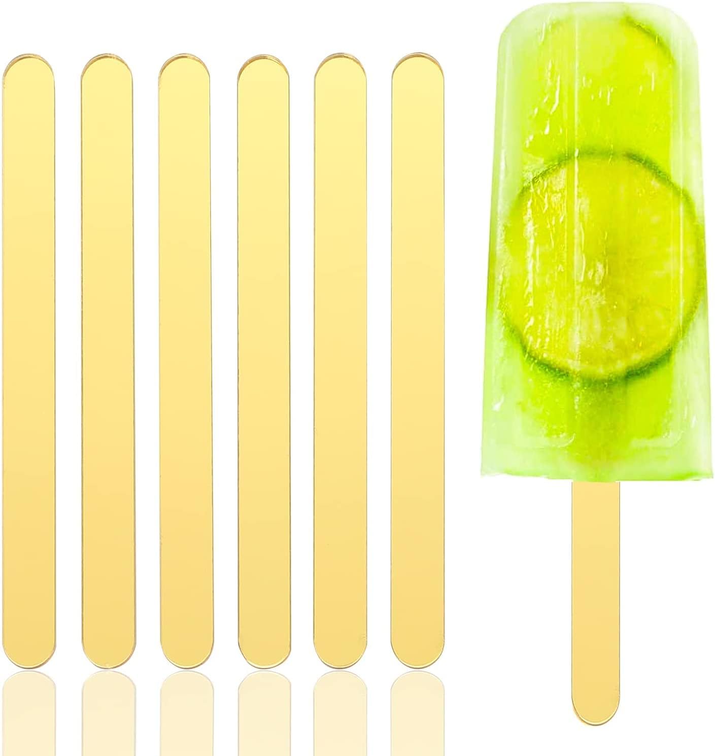 30pcs Acrylic Cakesicle Popsicle Sticks, Plastic Gold Popsicle Sticks for Cakesicles, Reusable Popsicle Mold Sticks, 4.5&#x201C; Cake Pop Ice Cream Sticks Bulk for Home Cake Candy Gifts Party Craft