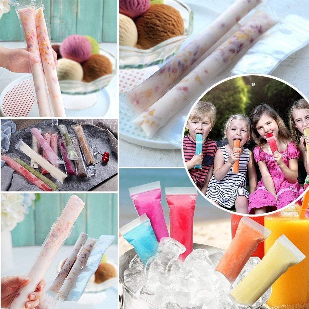 Popsicle Molds Bags, 50 Pack DIY Disposable Ice Pop Bags with Silicone Funnel (50)