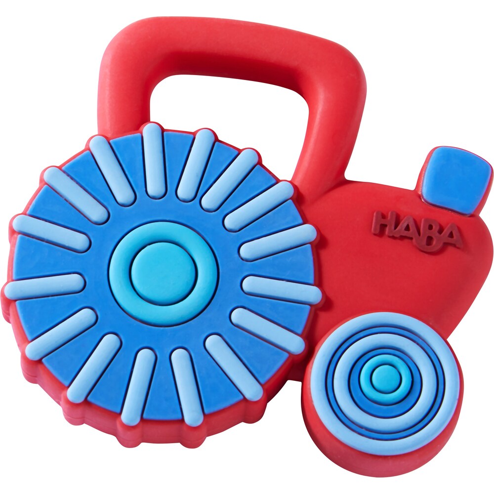 HABA Tractor Silicone Teethers for Babies 6-18 Months -Grasping Toy for Safe Sensory Development - Dishwasher Safe Baby Essentials