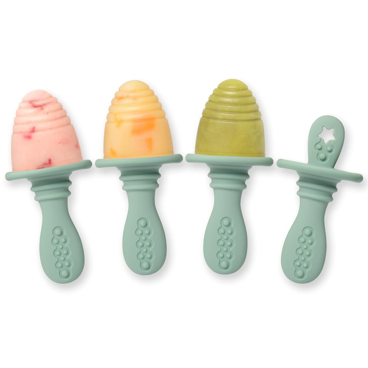 Silicone Petite Pops - Baby Popsicle Mold - BPA Free - Dishwasher Safe - 4 months+ (Sage Green Teether Pops)