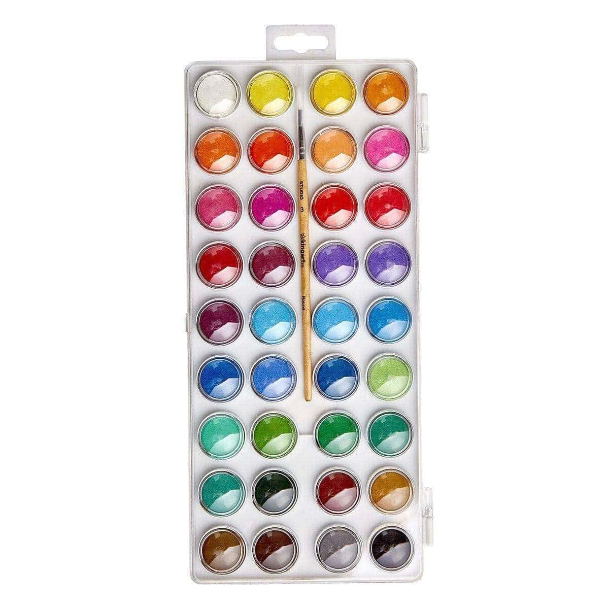 KINGART&#xAE; Watercolor Pan Set, 36 Unique Colors &#x26; Paint Brush
