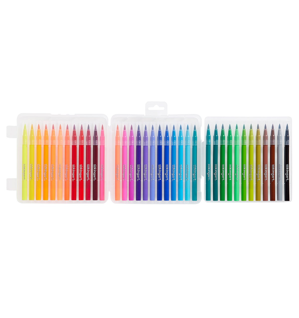 KINGART&#xAE; Watercolor Brush Markers, Storage Case, Set of 36 Unique Colors