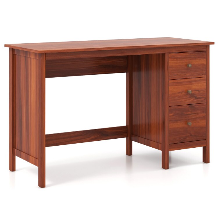 Brown 48 Inch Writing Computer Desk with 3 Drawers Home Office Study Table