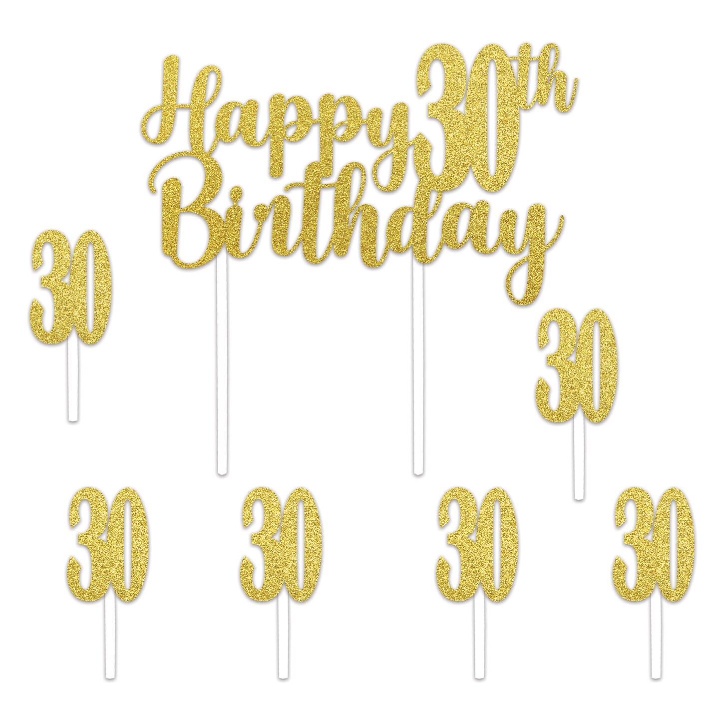Beistle - 6" x 8.75" - Golden - Joyful Birthday Cake Topper - 12 Pieces